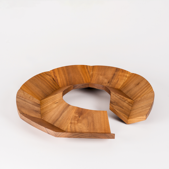 wooden serving dish with a V shape design