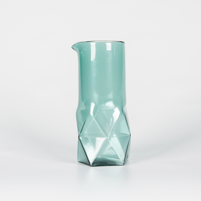 Blue Clear Glass Jug with geometric design