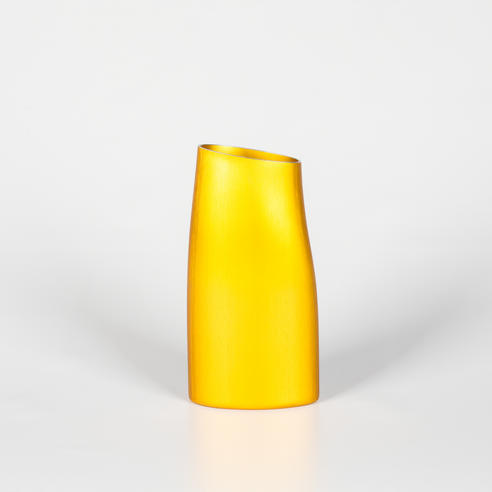 Medium Aluminium Yellow Vase with Curved Design