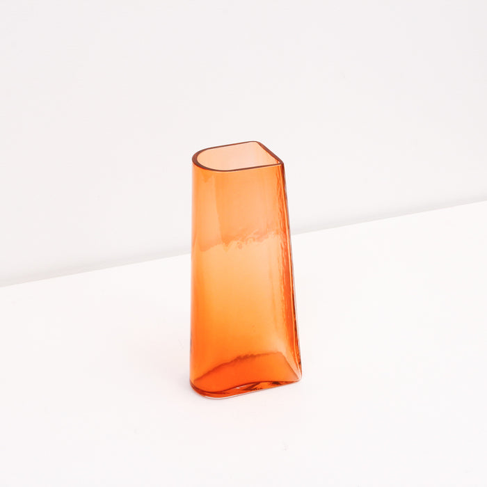 Tall Clear Orange Glass Vase