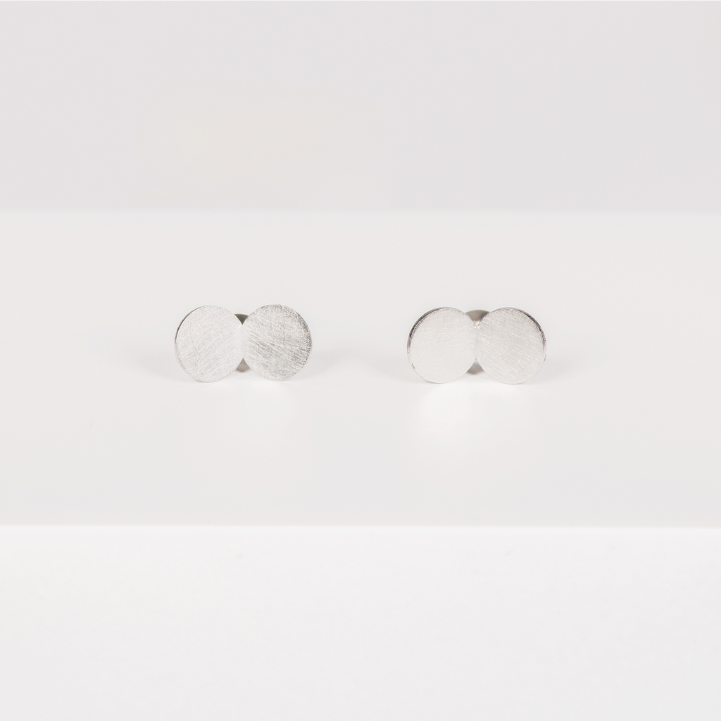 double dot shaped stud earrings 