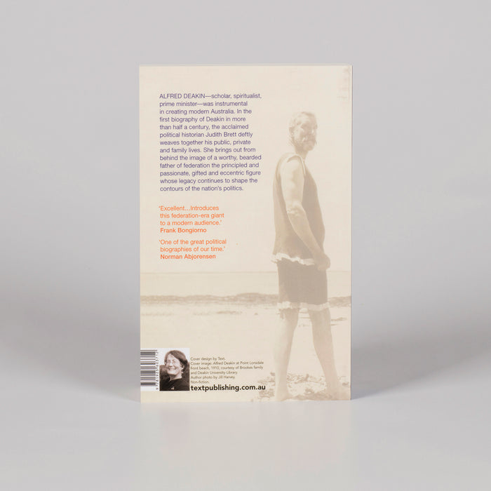 Back cover of a book titled 'The Enigmatic Mr Deakin'.