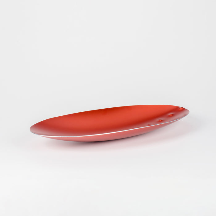 Red Oval Aluminium Serving Tray
