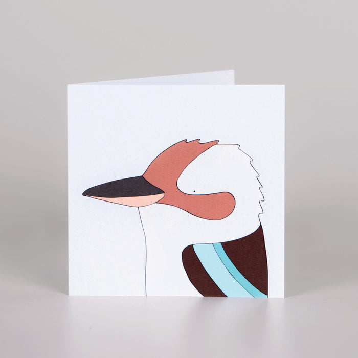 Square gift card with white background and a kookaburra