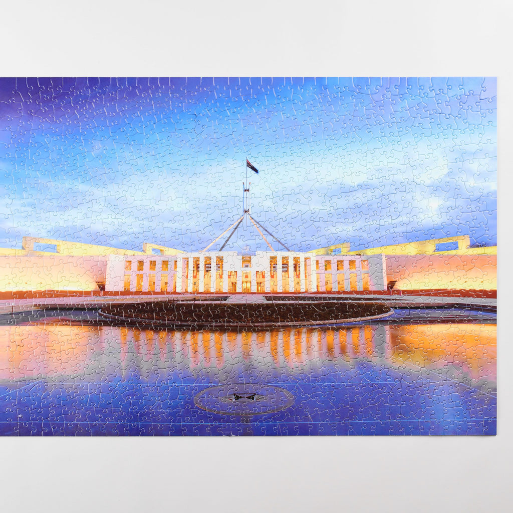 completed jigsaw puzzle of australian parliament house