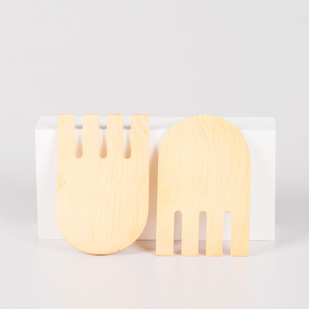 Set of 2 wooden salad servers
