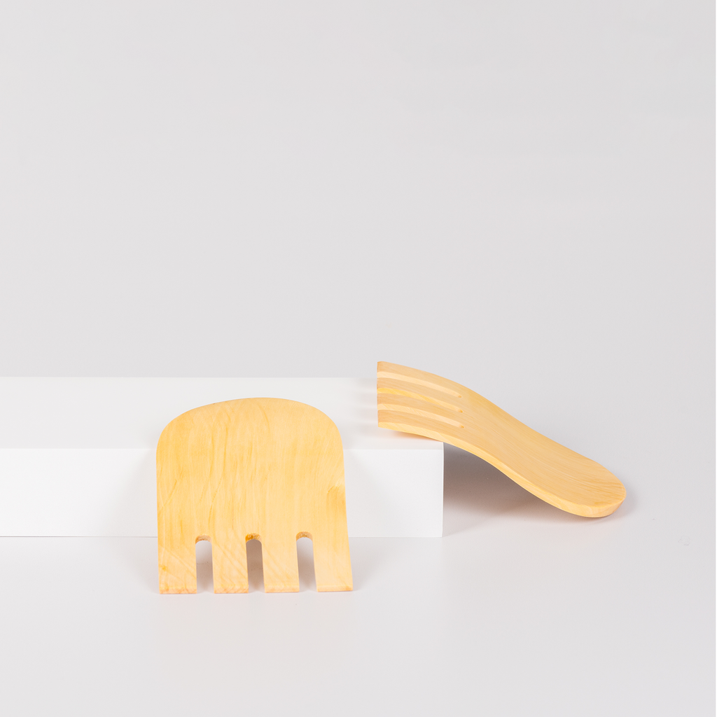Set of 2 wooden salad servers