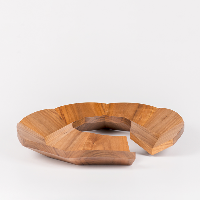 wooden serving dish with a V shape design
