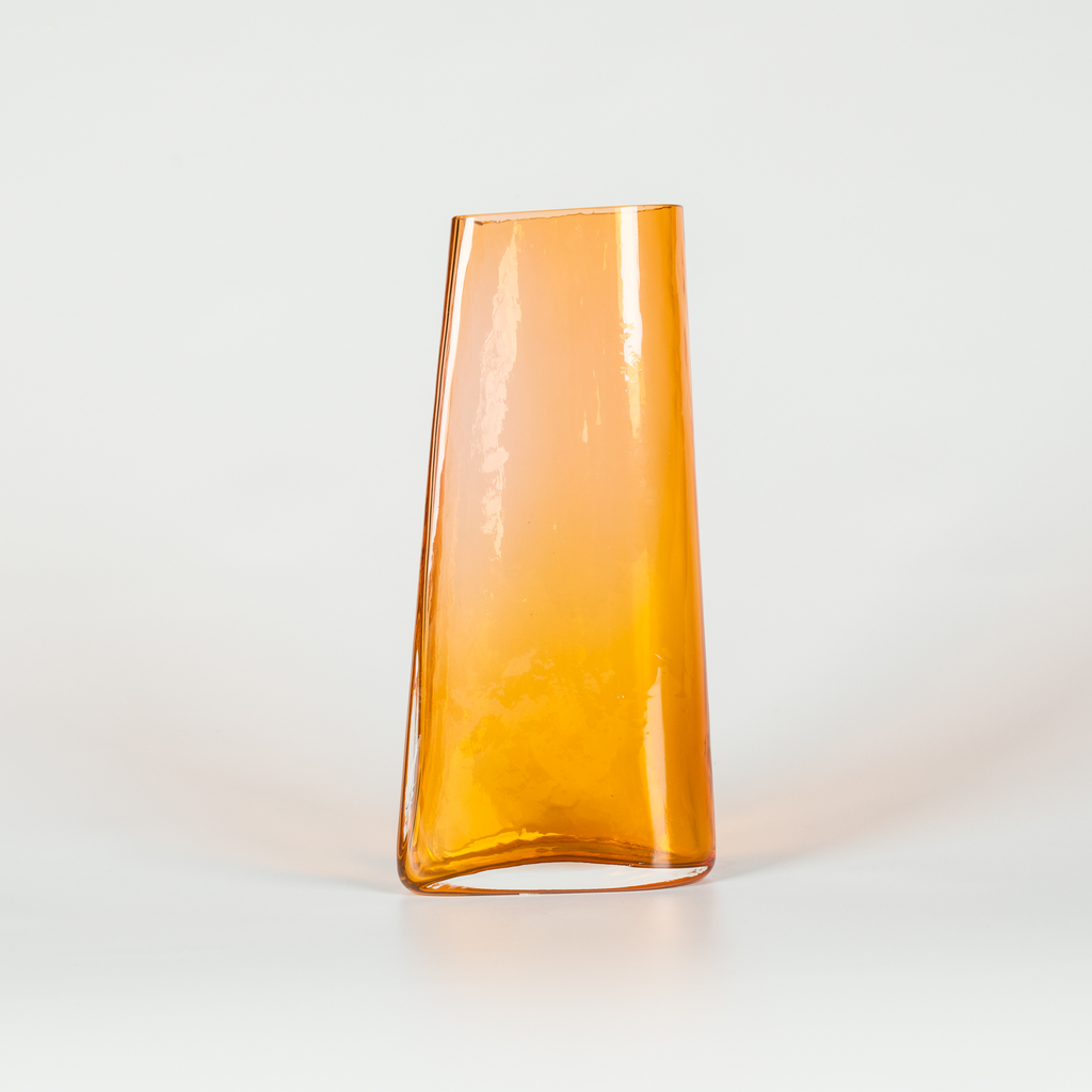 Tall Clear Orange Glass Vase