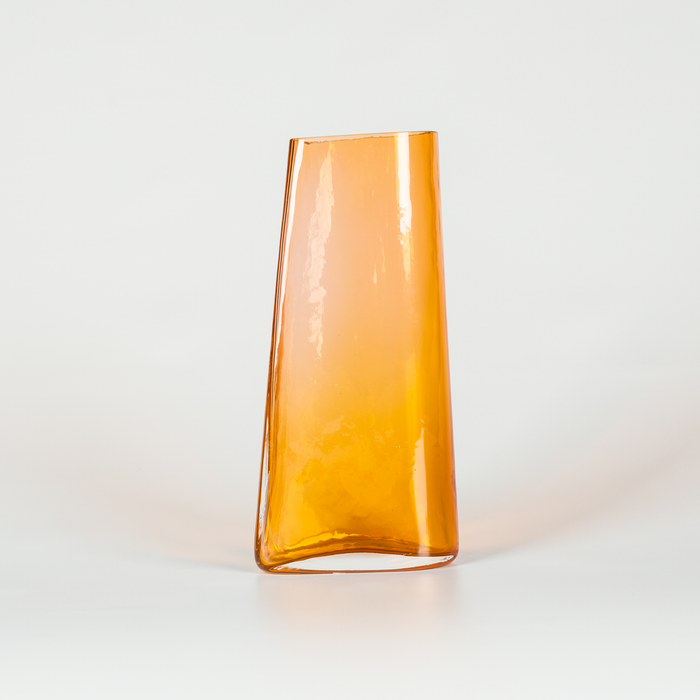Tall Clear Orange Glass Vase
