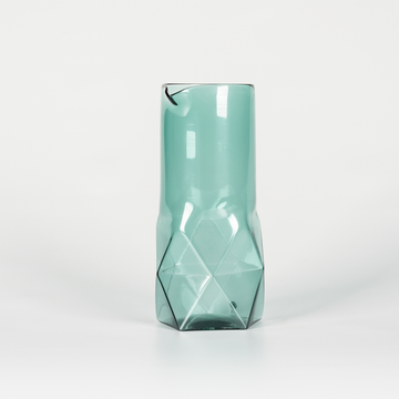 Blue Clear Glass Jug with geometric design