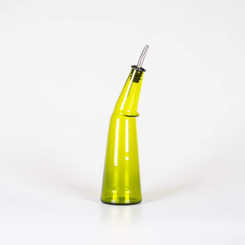 Clear Green Glass Olive Oil Bottle with Pouring Spout