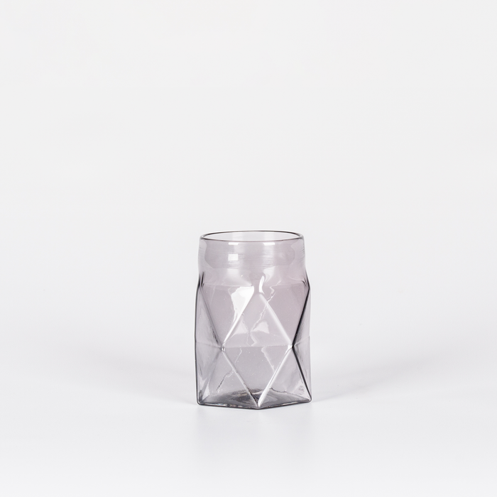 Black Clear Glass cup with geometric design