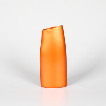 Tall Aluminium Orange Vase with Curved Design