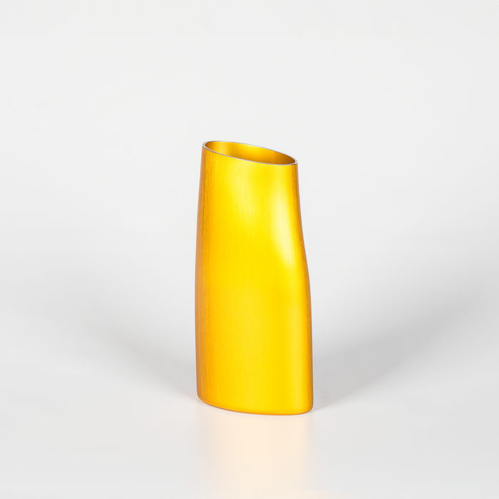 Medium Aluminium Yellow Vase with Curved Design