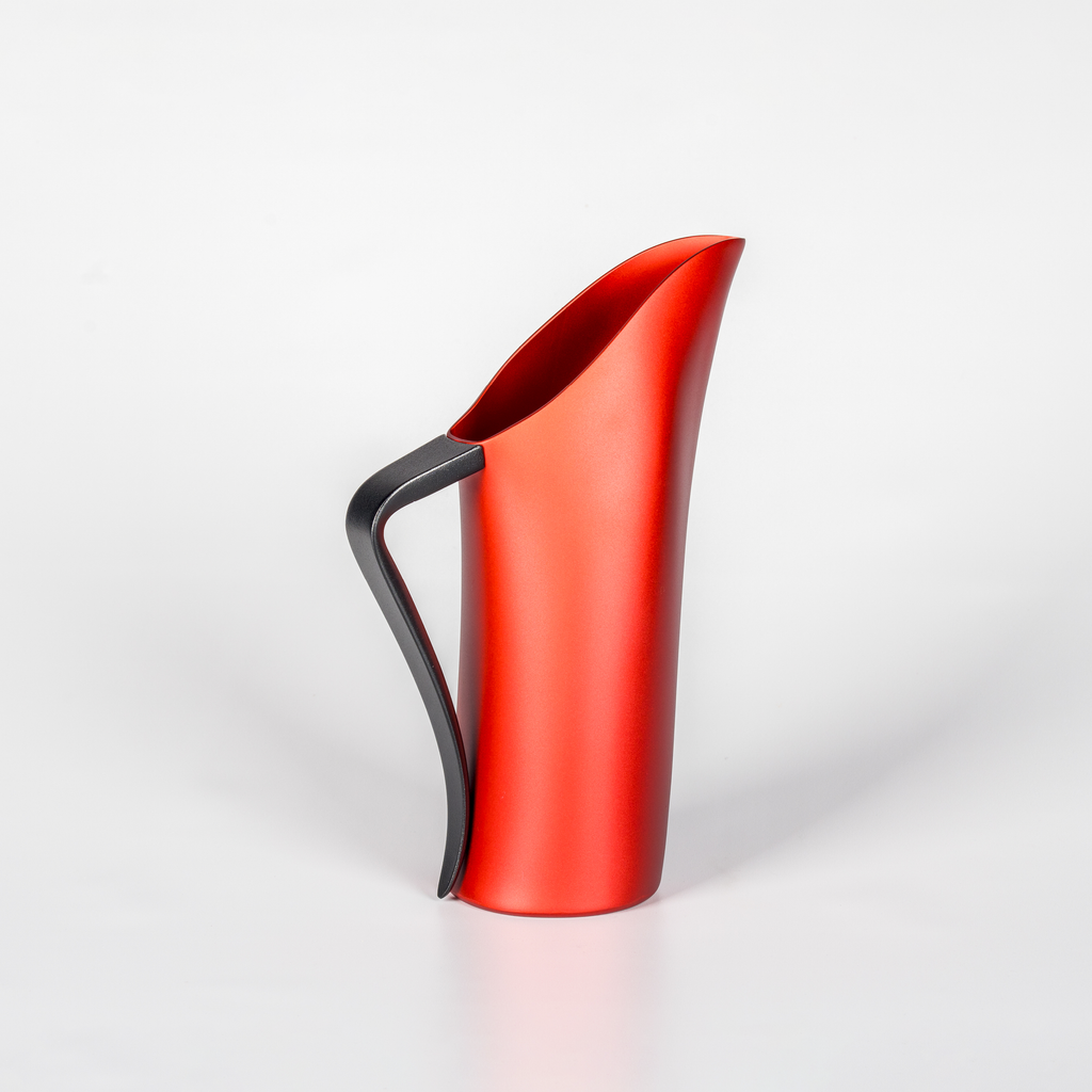 Large Red Aluminium Water Jug with Black Handle