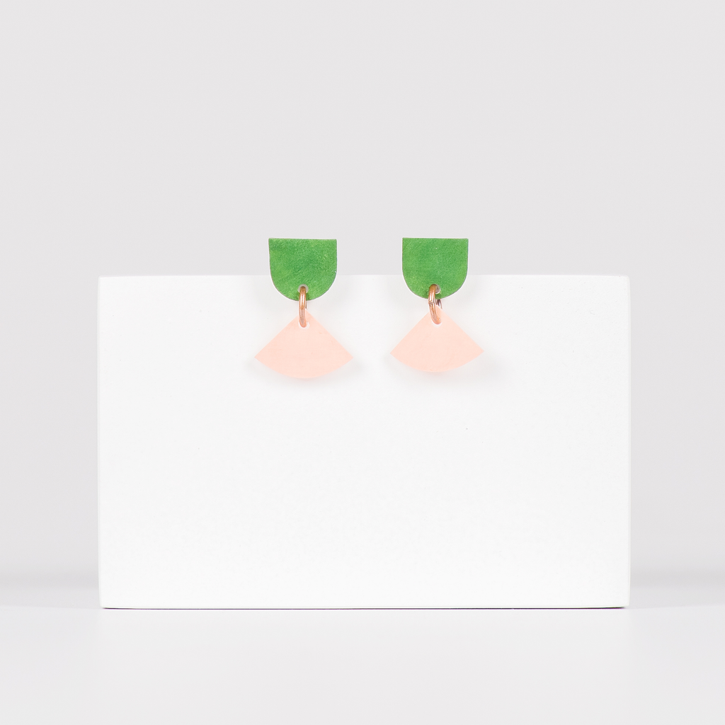 colourful stud earrings featuring small triangle charm