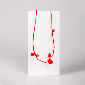 Red Brass Necklace with Leaf and Petal Design and Stainless steel chain