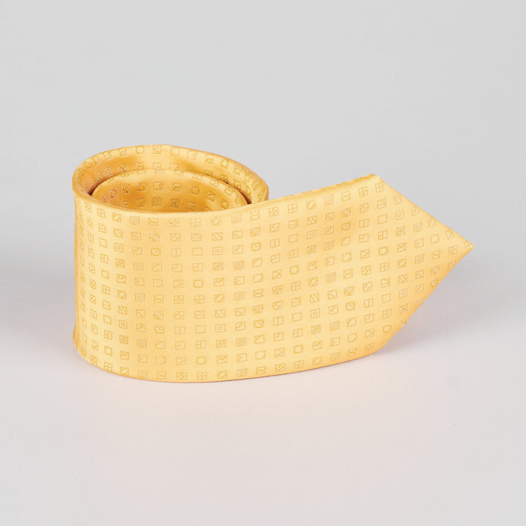 rolled gold tie featuring small square pattern