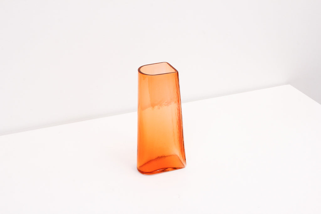 Tall Clear Orange Glass Vase