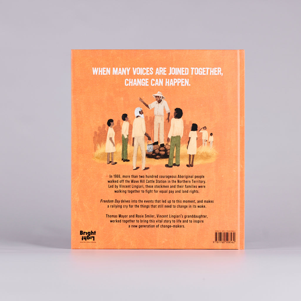 Back cover of a book titled 'Freedom Day'. 